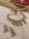 Sparkling  Bridal Choker With Golden Beads
