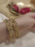 Exquisite Floral  Green Ruby Ad Stone Bridal Bangles
