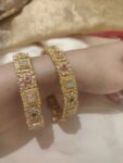 Regal Bridal Floral Multicolor AD Stone Bangles Set of 2