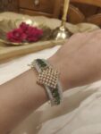 Alluring CZ Kada With Green Stones