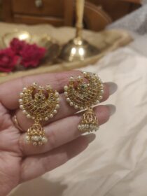 Dazzling Chandbali Jhumka With White Pearl