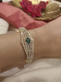 Rare Leaf Design Kada With Green AD Stone
