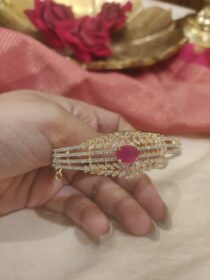 Rare Leaf Design Kada With Red AD Stone