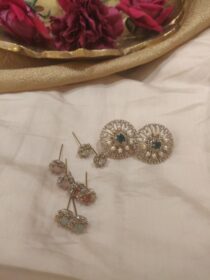 Refined White Pearl Floral Changeable Stone Earrings
