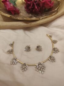 Radiant Crystal Droplet Necklace With Purple AD Stone