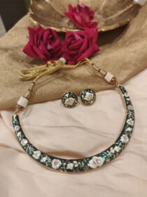 Radiant Green Hasli With Kudan Stones