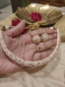 Radiant Pink Hasli With Kudan Stones