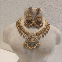 Divine Lakshmi Necklace With Golden White Beads