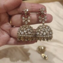 Graceful Ruby Stone Floral Earring