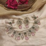 Captivating Floral AD Droplet Choker With Pink Ad Stone