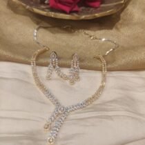 Regal CZ Leaf Droplet Necklace