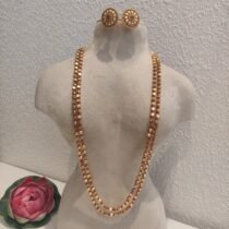 Sparkling Golden Bicone Necklace With Ruby Stone