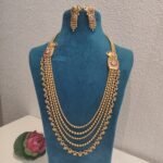 Opulent Bridal Pink Stone Long Necklace
