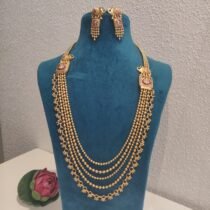 Opulent Bridal Pink Stone Long Necklace