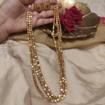 Sparkling Golden Bicone Stone Necklace