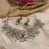 Refined Kudan Stone Choker With mix Green AD Stone