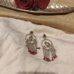 Elegant Droplet Peacock Ruby Stone Jhumka