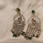 Elegant Droplet Peacock Green Stone Jhumka