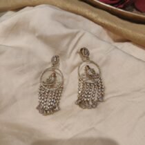 Elegant Droplet Peacock Crystal Stone Jhumka
