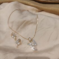 Dazzling White Pearl Trangular Pendant Chain