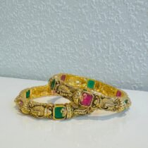 Captivating Green Ruby Stone Bangles Set of 2