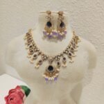 Glamorous Crystal Droplet Crystal Stone Necklace With Purple Stone