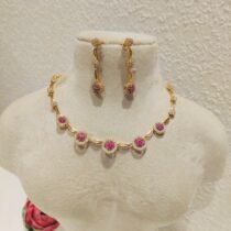 Radiant Ruby Ad Stone Necklace