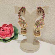 Elegant Kudan Stone Peacock Jhumka