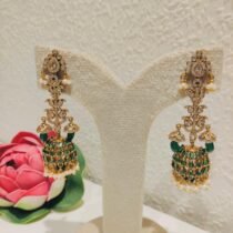 Lustrous Droplet Green Ad Stone Jhumka