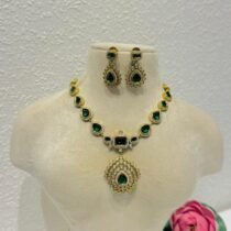 Radiant Green AD Stone Short Necklace