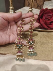 Elegant Ruby Lotus Droplet Jhumka