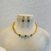 Divine Green AD Floral Pipe Necklace