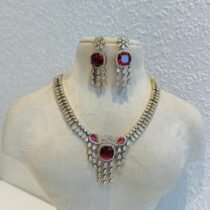 Refined Red AD Stone Droplet Necklace
