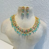 Bespoke Pink Mint Stone AD Stone Necklace