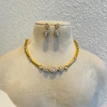 Divine Crystal AD Floral Pipe Necklace