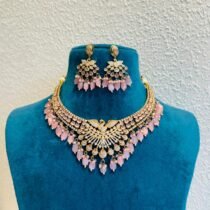 Brilliant Droplet Pink Stone Choker