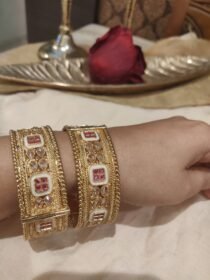 Majestic Bridal Ruby Stone Kada Set of 2
