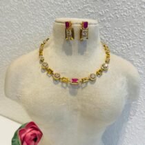 Exquisite Floral Ruby Stone Necklace