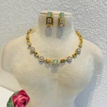 Exquisite Floral Mint Stone Necklace