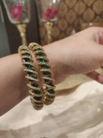 Opulent Green Stone Bangles Set of 2