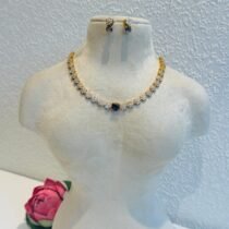 Dazzling Floral Purple AD Stone Necklace