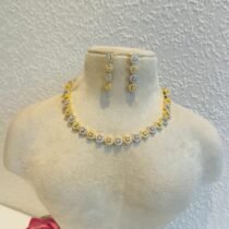 Lustrous Golden CZ Short Necklace
