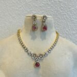 Sparkling Ruby AD Stone Floral Necklace