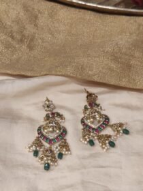 Unique Ruby Green AD Stone Earring