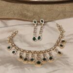 Refined Crystal Droplet Necklace With Green Stone