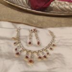 Refined Crystal Droplet Necklace With Ruby Stone