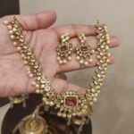 Opulent Ruby Stone Necklace With White Pearl