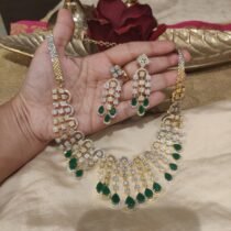 Brilliant CZ Droplet Green AD Stone Choker