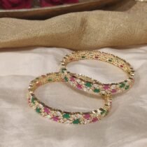 Exquisite Green Ruby Stone Bangles Set of 2