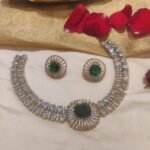 Artisanal Trendsetting emerald with ad stone choker necklace